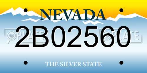 2B02560 Nevada License Plate