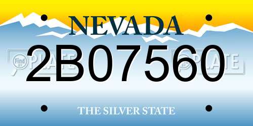 2B07560 Nevada License Plate