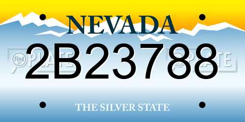 2B23788 Nevada License Plate