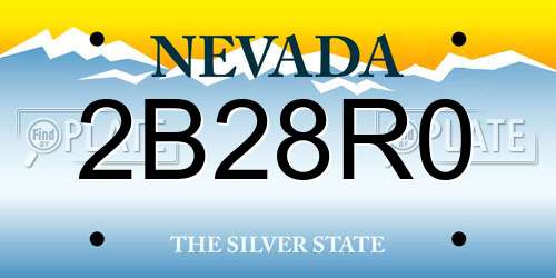 2B28R0 Nevada License Plate