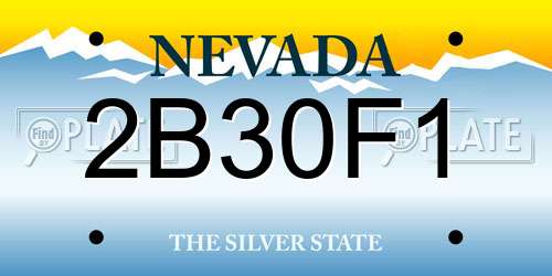 2B30F1 Nevada License Plate