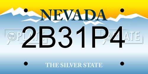 2B31P4 Nevada License Plate