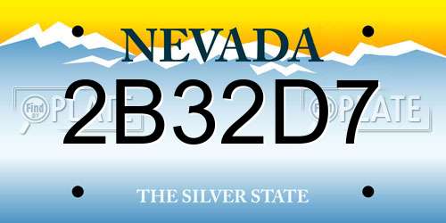 2B32D7 Nevada License Plate