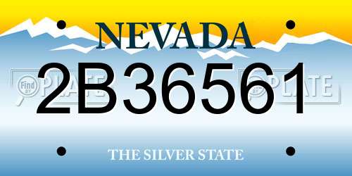 2B36561 Nevada License Plate