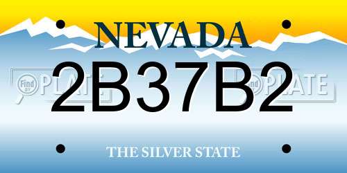 2B37B2 Nevada License Plate