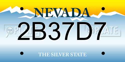 2B37D7 Nevada License Plate