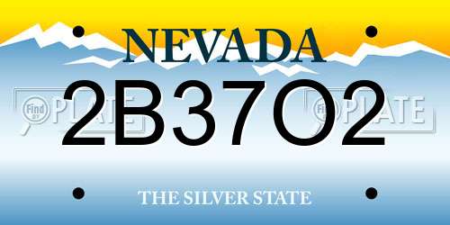 2B37O2 Nevada License Plate
