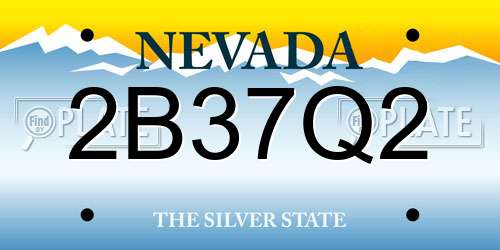2B37Q2 Nevada License Plate