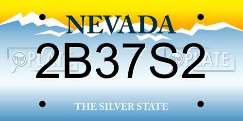 2B37S2 Nevada License Plate