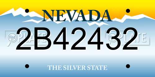 2B42432 Nevada License Plate