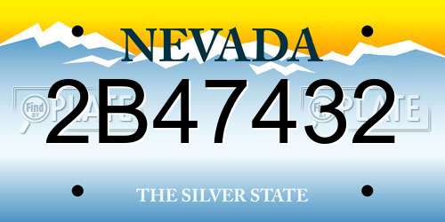 2B47432 Nevada License Plate