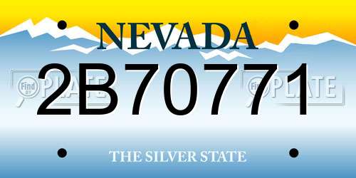 2B70771 Nevada License Plate