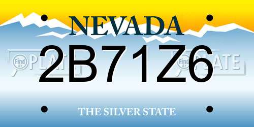 2B71Z6 Nevada License Plate