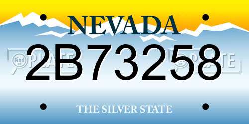 2B73258 Nevada License Plate