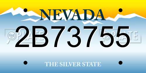 2B73755 Nevada License Plate