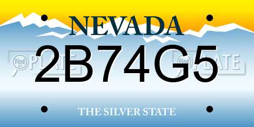 2B74G5 Nevada License Plate