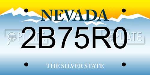 2B75R0 Nevada License Plate