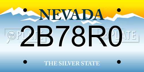 2B78R0 Nevada License Plate