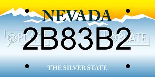 2B83B2 Nevada License Plate