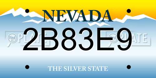 2B83E9 Nevada License Plate