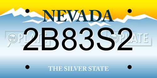 2B83S2 Nevada License Plate
