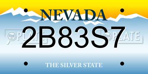 2B83S7 Nevada License Plate