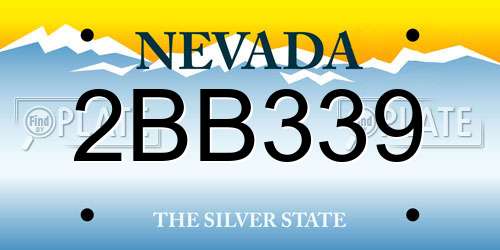 2BB339 Nevada License Plate