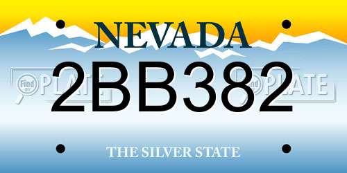 2BB382 Nevada License Plate