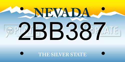 2BB387 Nevada License Plate