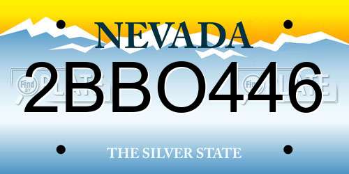 2BBO446 Nevada License Plate