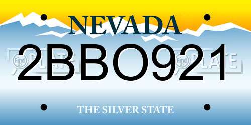 2BBO921 Nevada License Plate