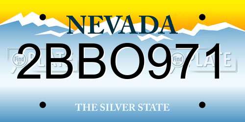 2BBO971 Nevada License Plate