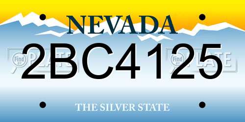 2BC4125 Nevada License Plate