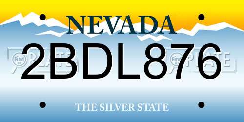 2BDL876 Nevada License Plate