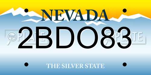 2BDO83 Nevada License Plate