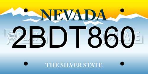 2BDT860 Nevada License Plate