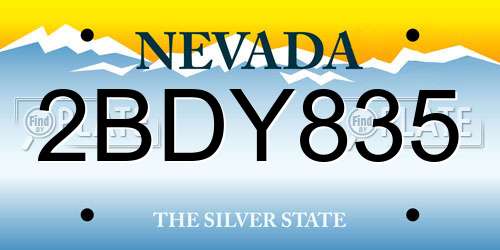 2BDY835 Nevada License Plate