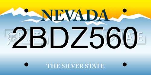 2BDZ560 Nevada License Plate