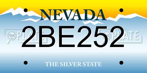 2BE252 Nevada License Plate
