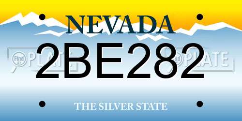 2BE282 Nevada License Plate
