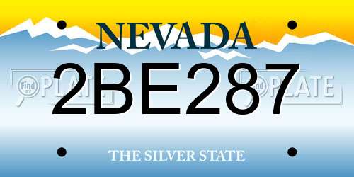 2BE287 Nevada License Plate