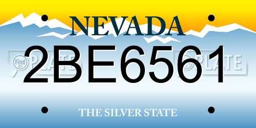 2BE6561 Nevada License Plate