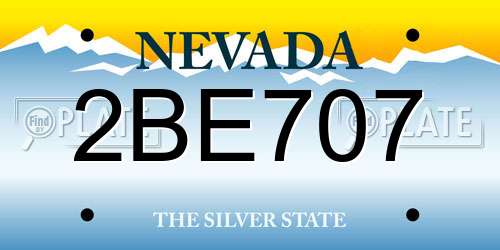 2BE707 Nevada License Plate