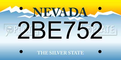 2BE752 Nevada License Plate