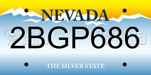 2BGP686 Nevada License Plate