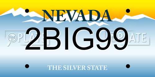 2BIG99 Nevada License Plate