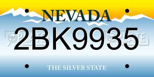 2BK9935 Nevada License Plate