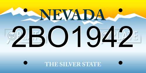 2BO1942 Nevada License Plate