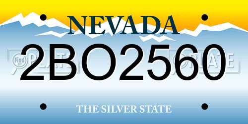 2BO2560 Nevada License Plate
