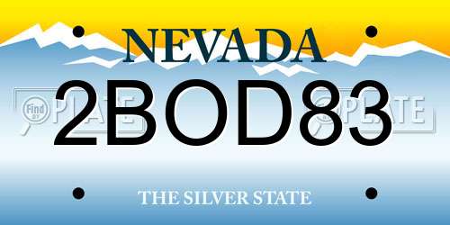 2BOD83 Nevada License Plate